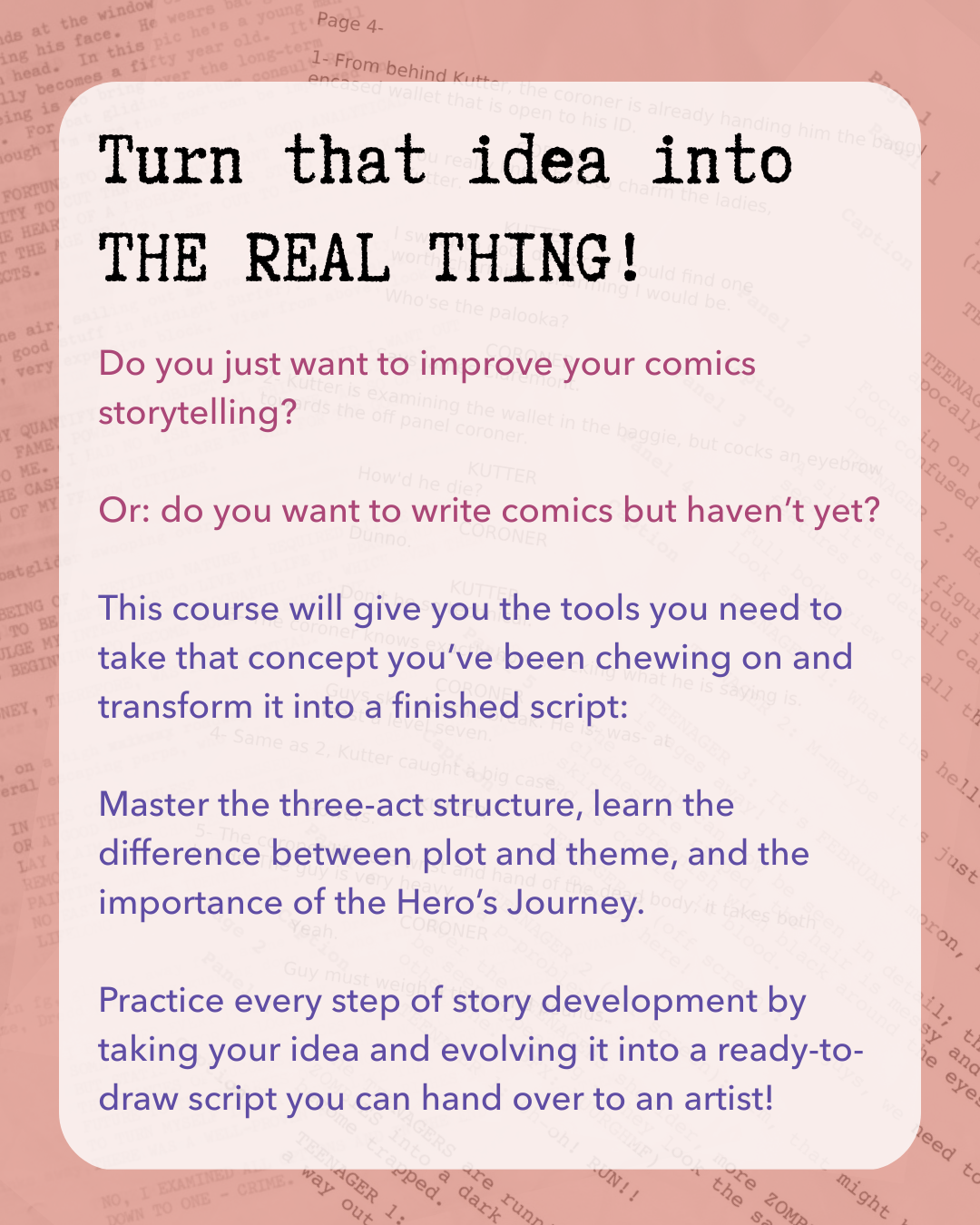 Comic Book Scriptwriting Intensive—$120